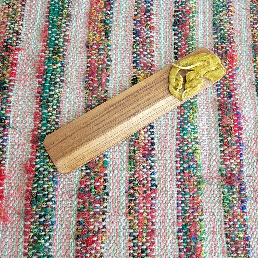 Rare Elephant Carved Wooden Bookmark Boho